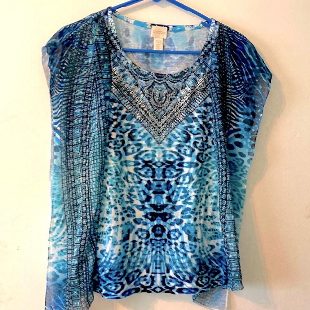 Chico’s Blouse Sz 00, fits Sz small. EUC